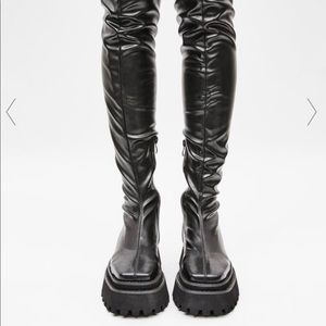 Dolls Kill Over the knee black platform boots